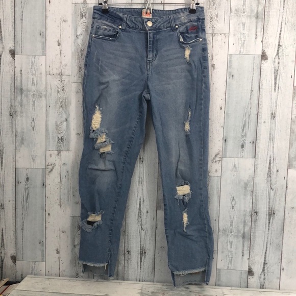 GB Distressed Step Ankle Stitching Detail Jeans 9 - Picture 1 of 14